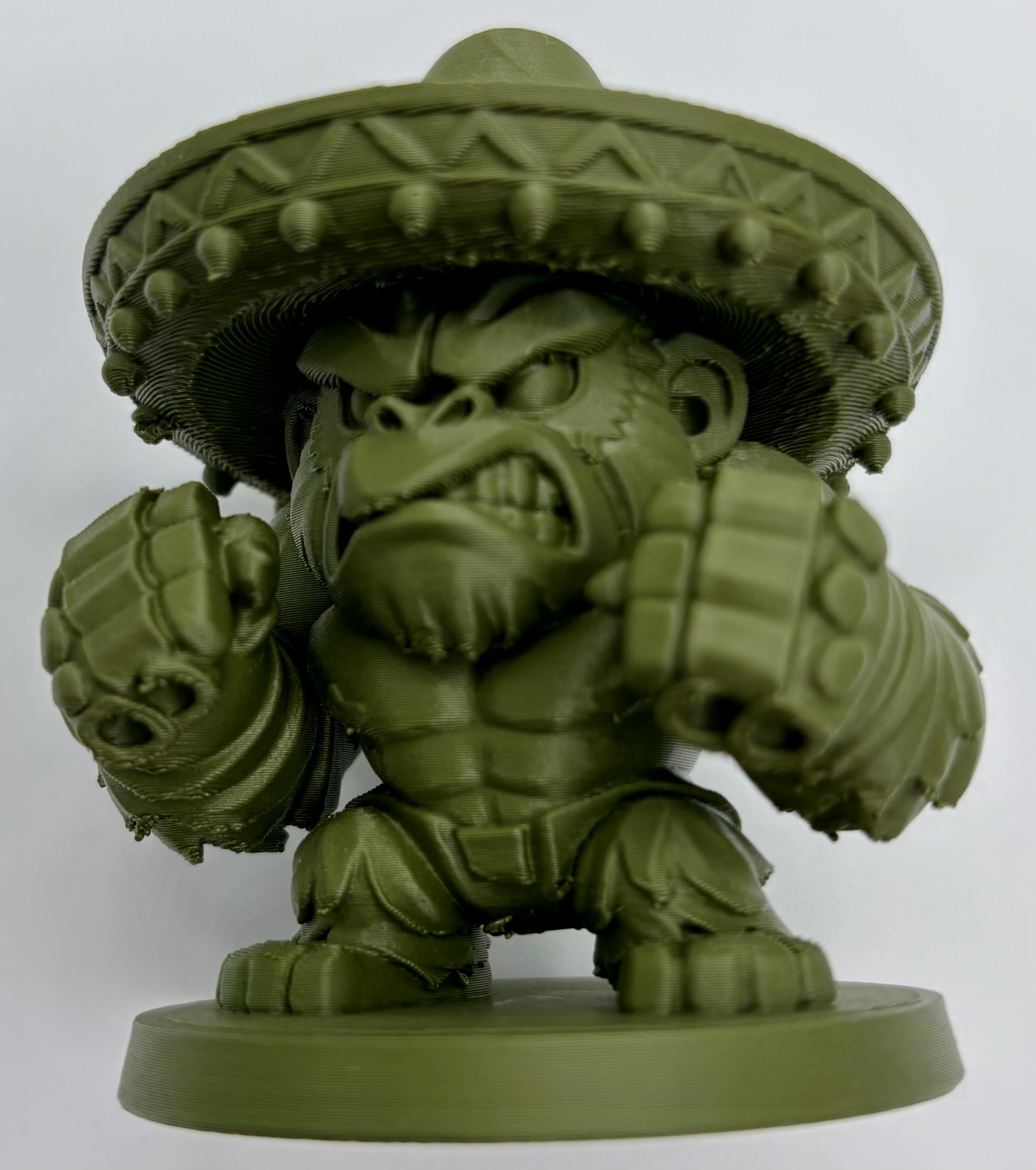Custom 3D printed gorilla figurine wearing a sombrero by Onyx 3D Printing