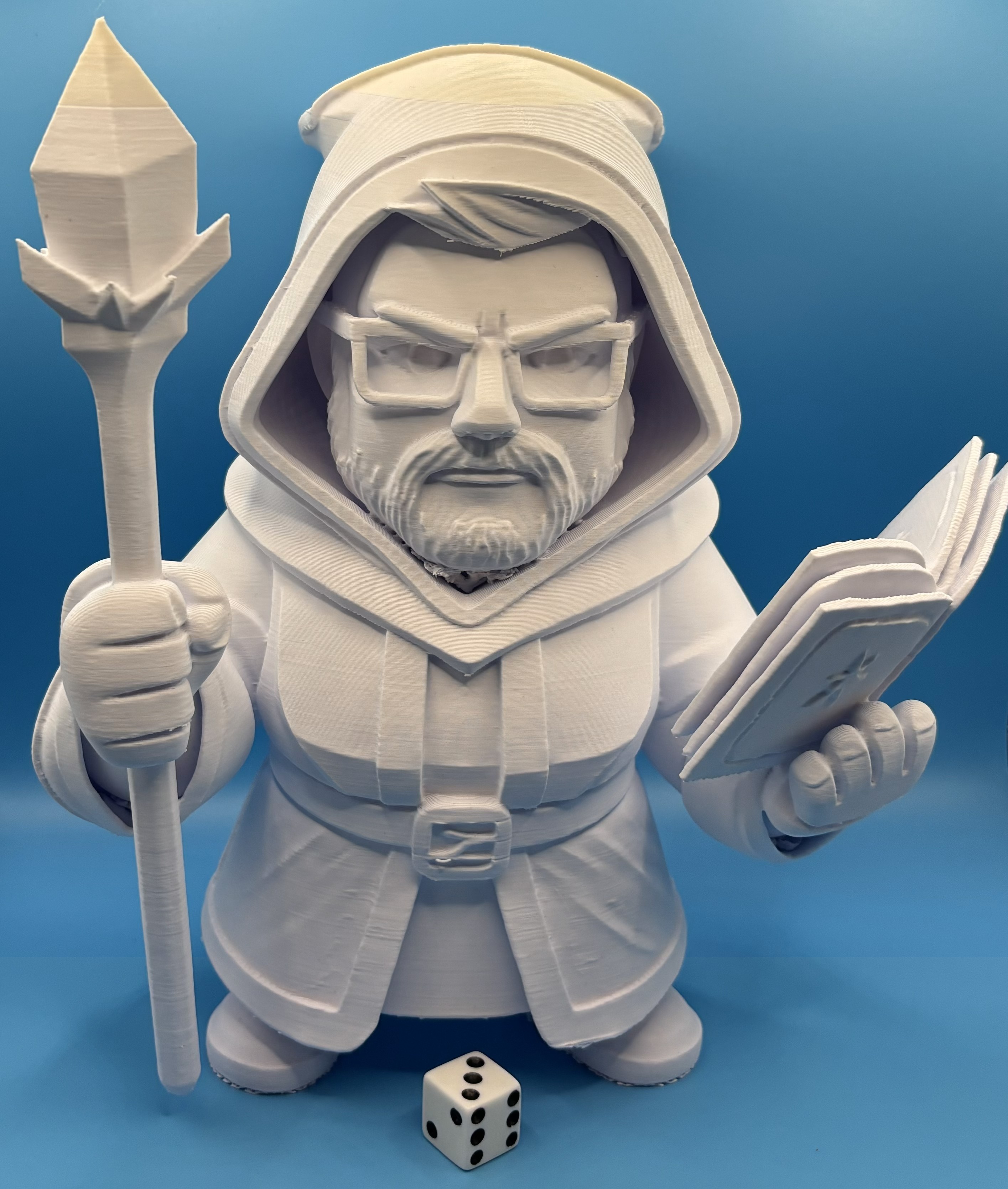 3D printed ice mage miniature made with FDM printing