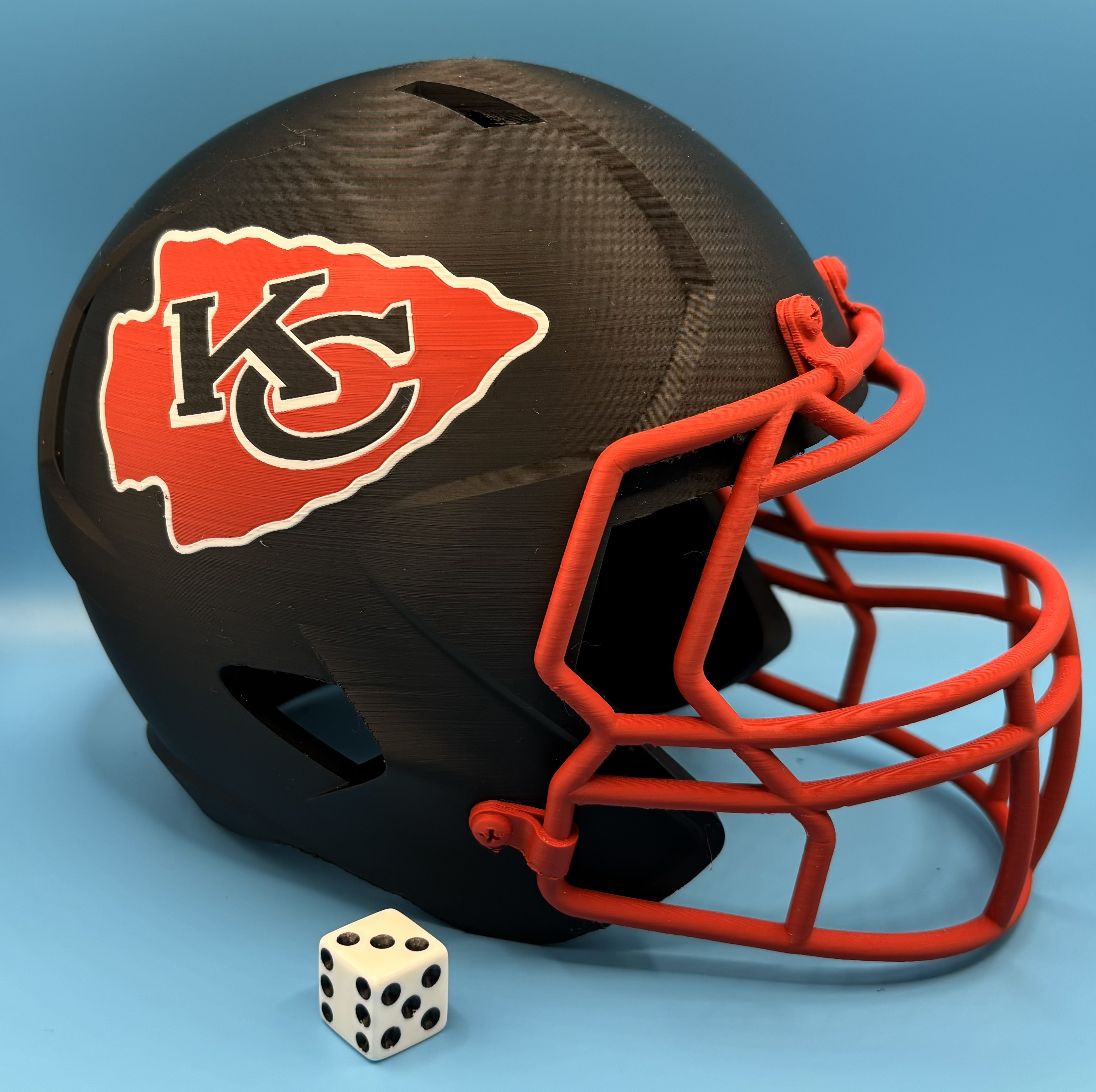 3D printed football helmet display model made with FDM printing